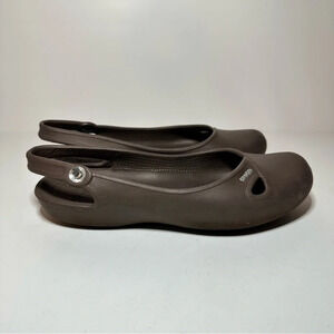 CROCS Espresso Brown KADEE Slingback Rhinestone Ballet Flats Women 10 (262 Box10